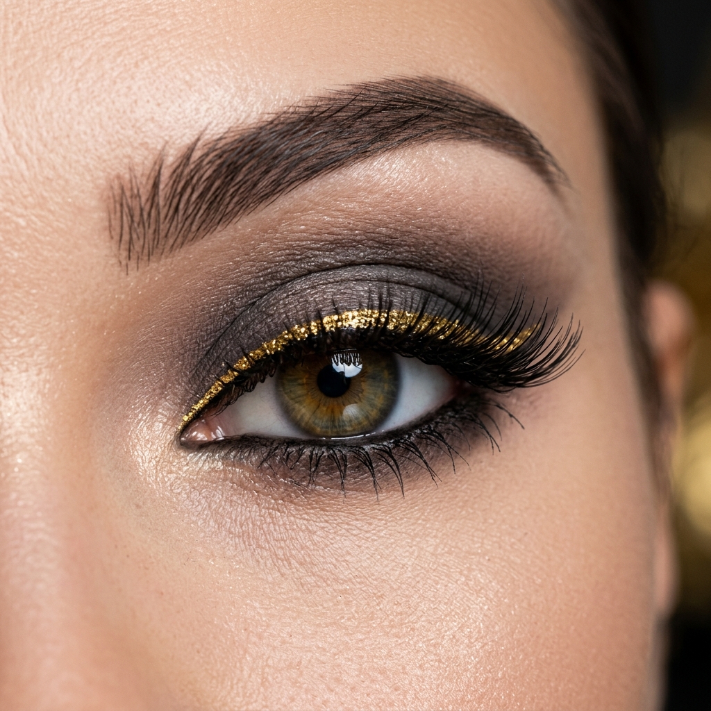 Master the Perfect Cut Crease and Gold Glitter Eye Makeup